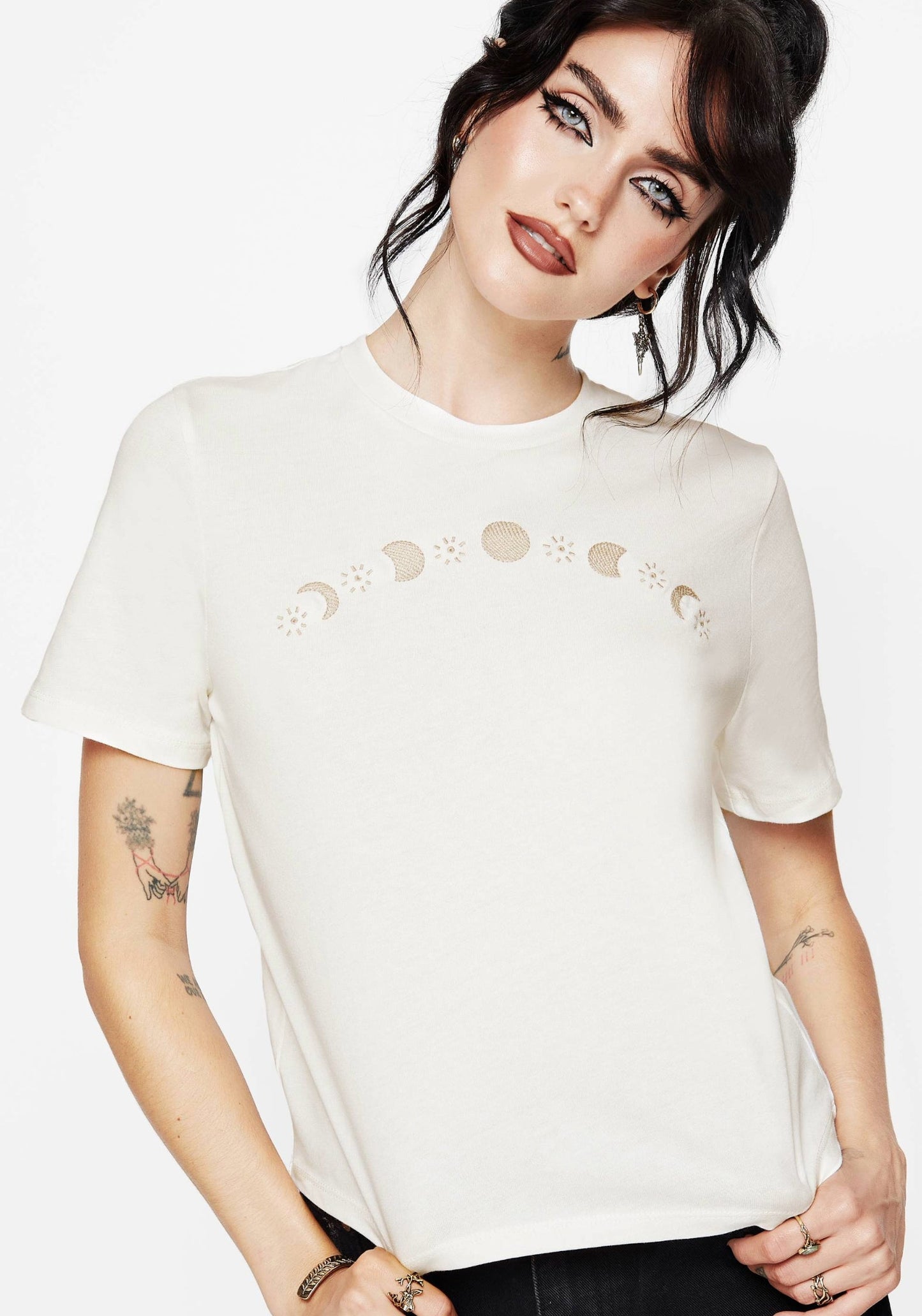 Griffinfly Cotton Embroidered Jersey Cropped T-Shirt