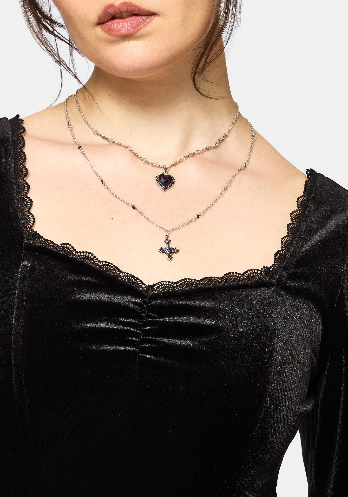 Nelle Velour Embroidered Puff Sleeve Corset Top