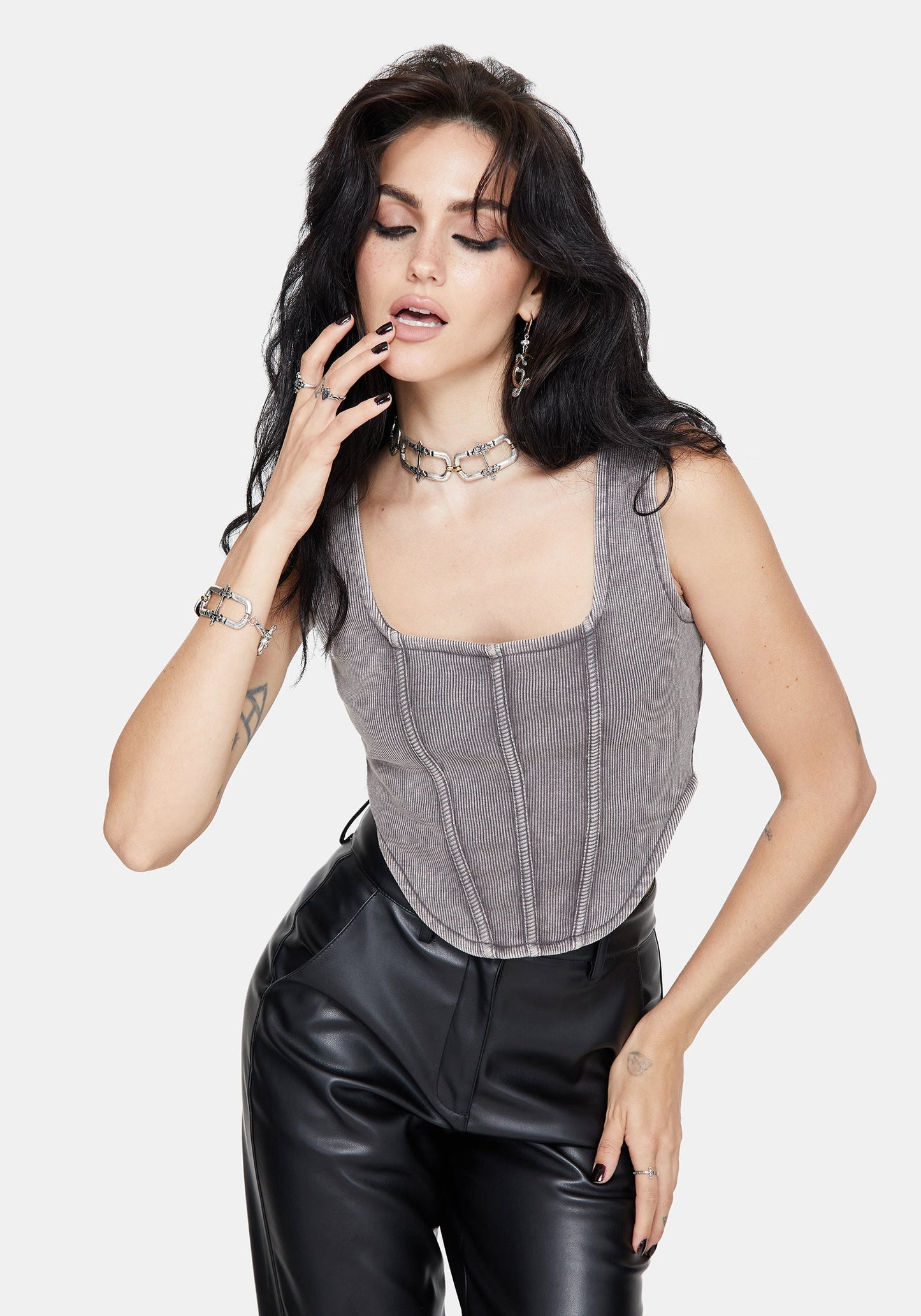 Irradiance Cotton Embroidered Jersey Corset Top