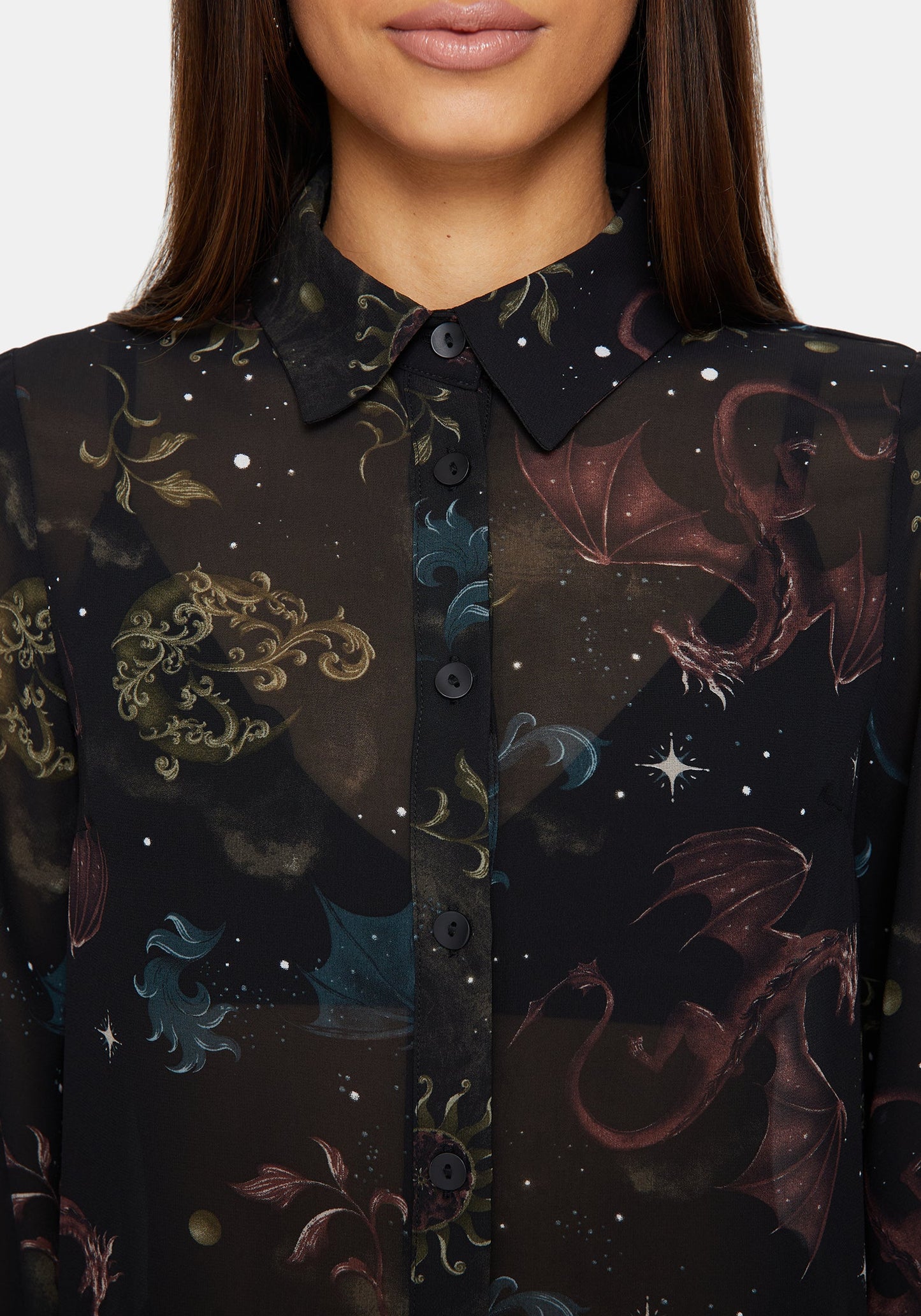 Phoenix Dragon Chiffon Blouse