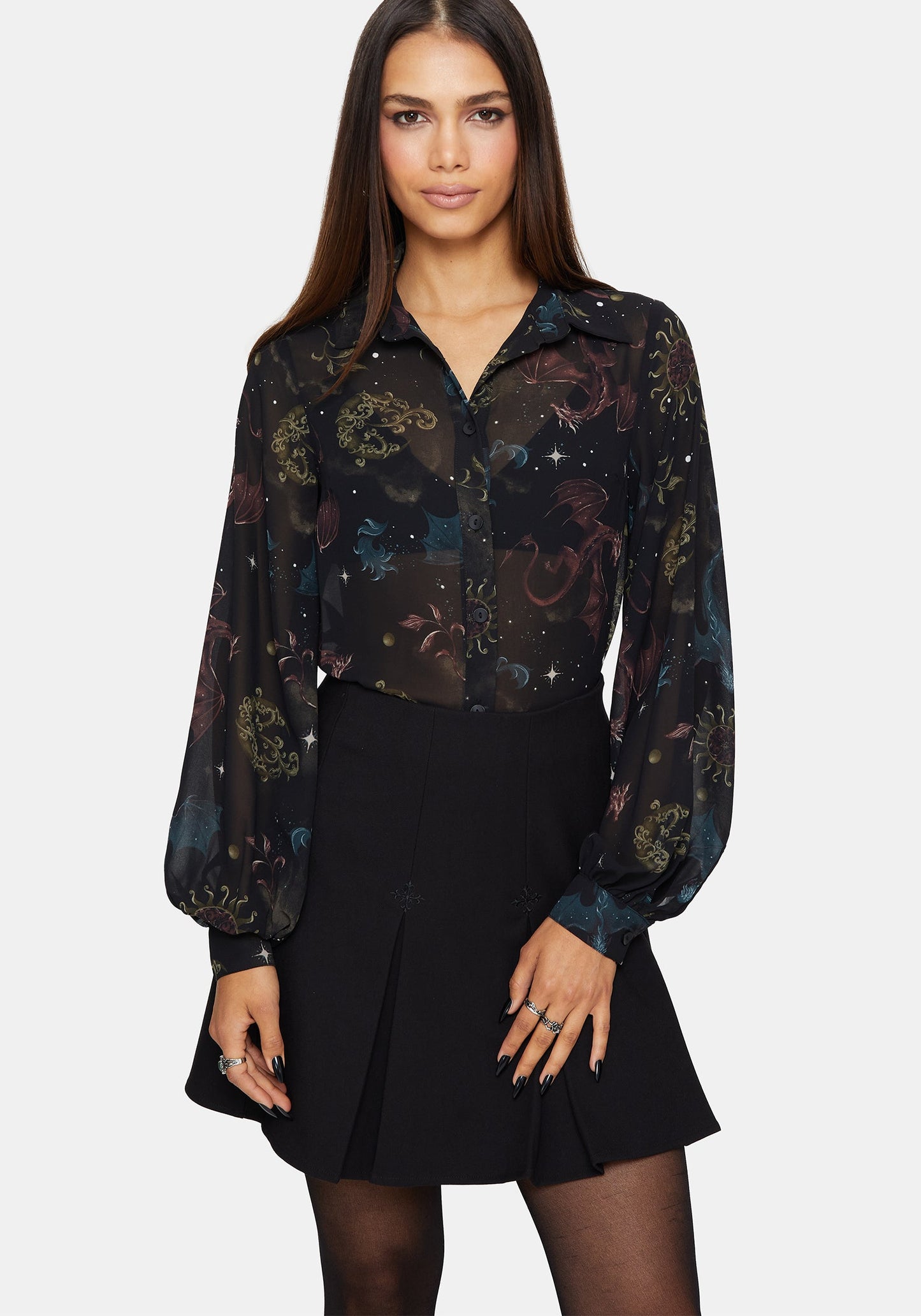 Phoenix Dragon Chiffon Blouse