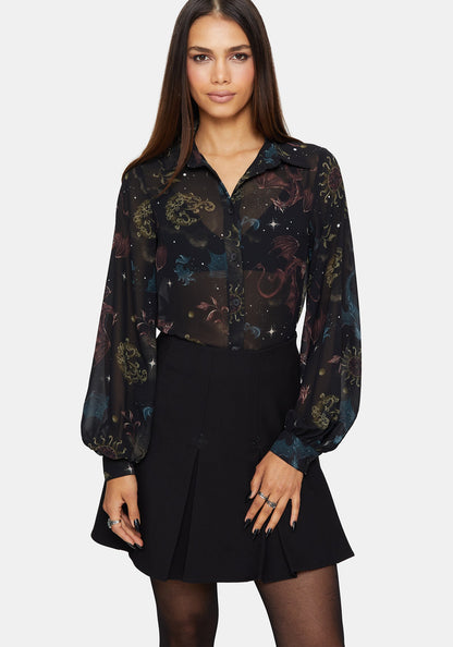 Phoenix Dragon Chiffon Blouse