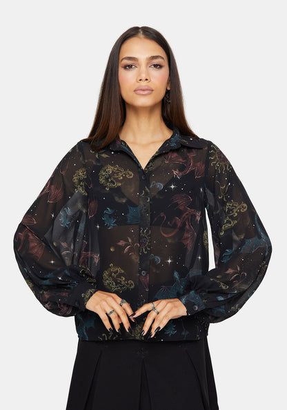 Phoenix Dragon Chiffon Blouse