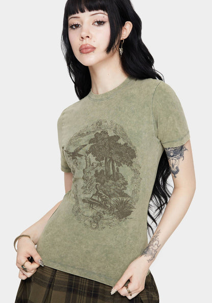 Thymus Graphic Print Fitted Cotton T-Shirt