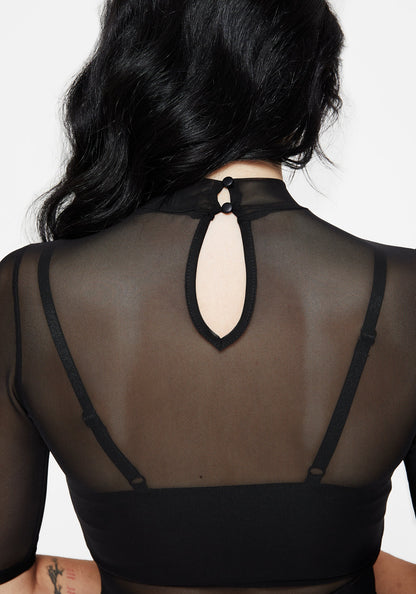 Vernal High Neck Mesh Short Sleeve Top
