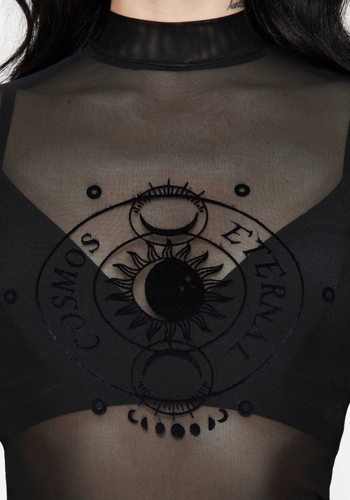 Vernal High Neck Mesh Short Sleeve Top