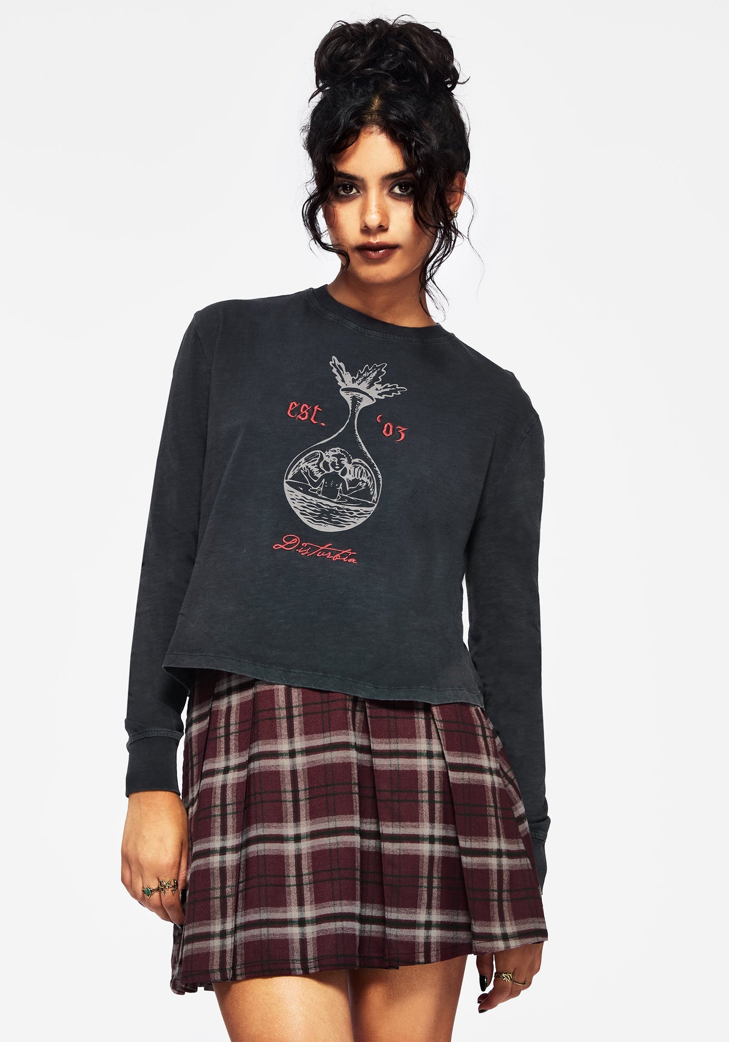Anointing Long Sleeve Graphic Jersey Crop Top