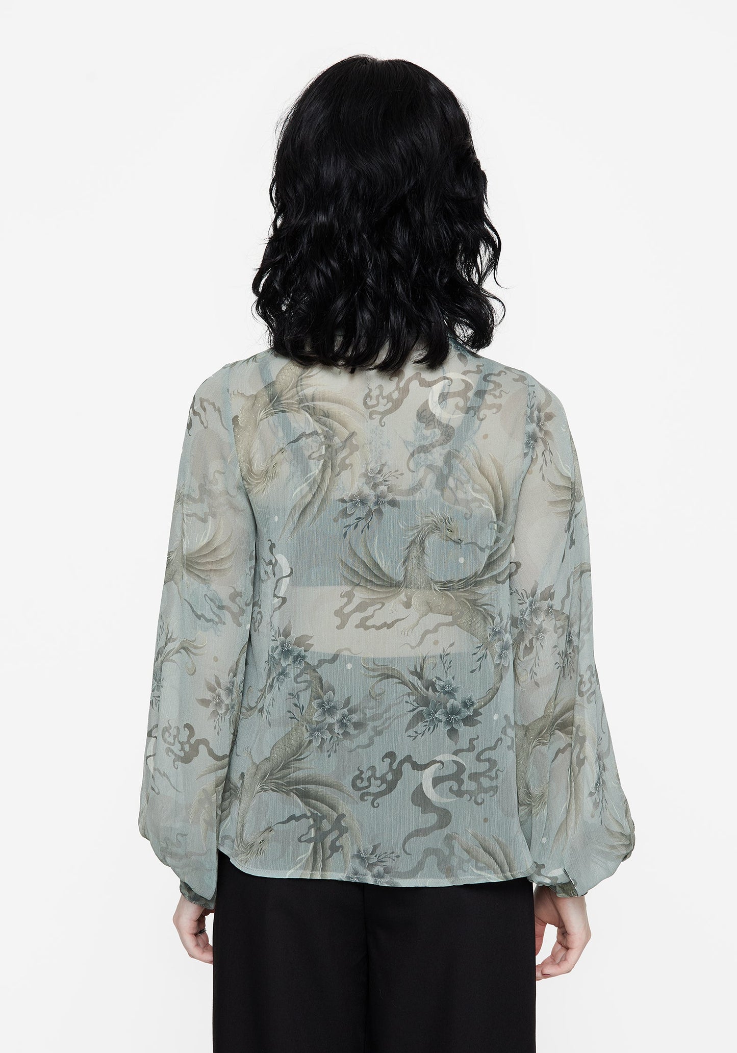 Sapphira Dragon Print Button Up Shirt
