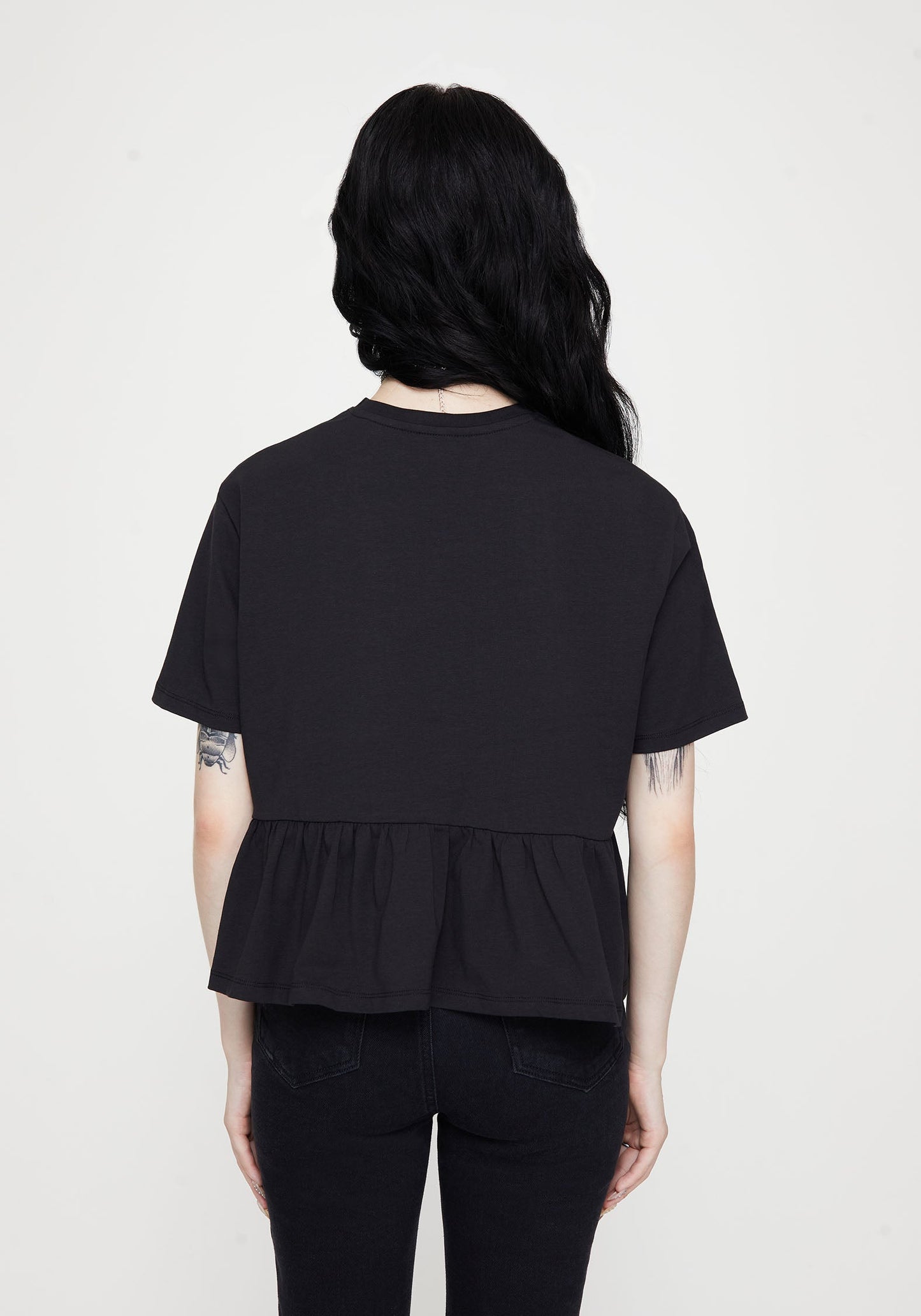 Fianna Embroidered Ruffle Hem Crop T-shirt