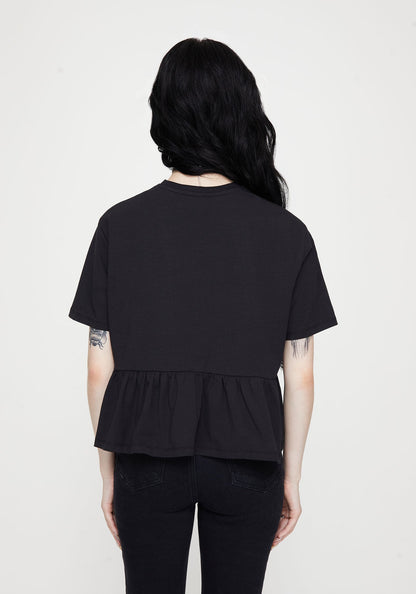 Fianna Embroidered Ruffle Hem Crop T-shirt