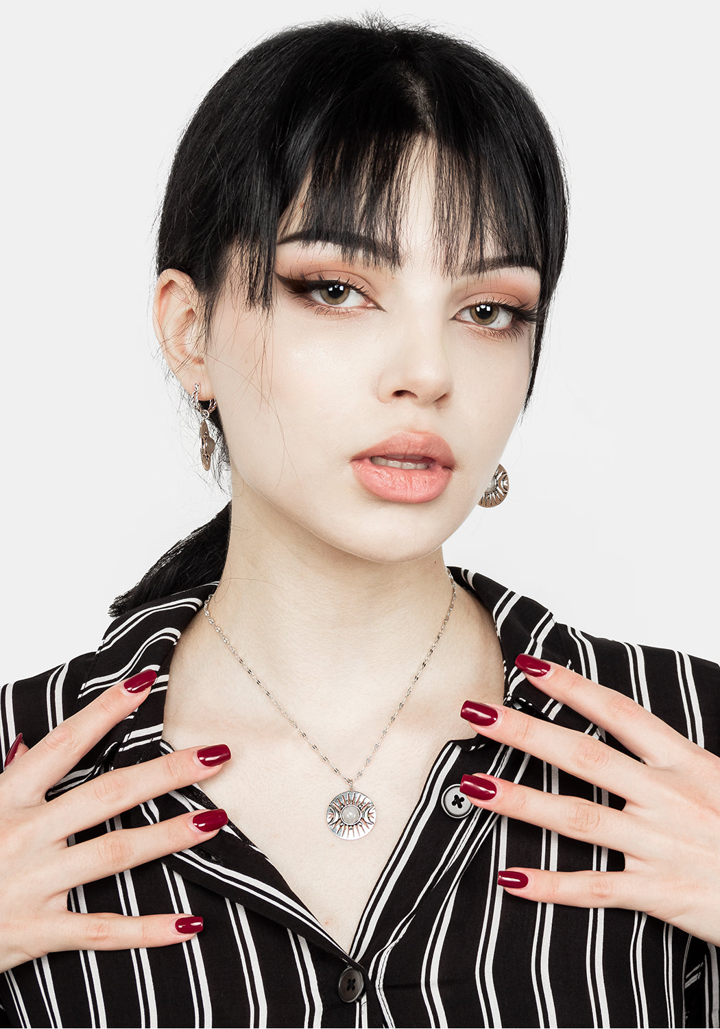 GODDESS TRIPLE MOON MOONSTONE PENDANT NECKLACE