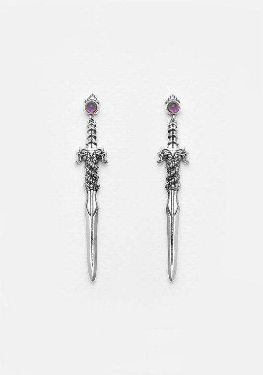 RITUAL DAGGER AMETHYST DROP EARRINGS