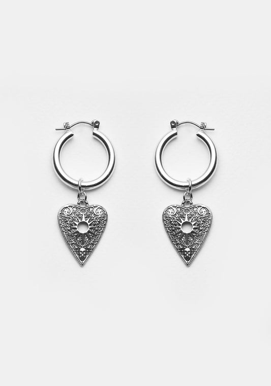 OUIJA PLANCHETTE HOOP EARRINGS