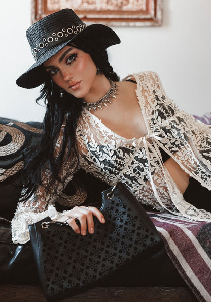 Banish Eyelet Belted Sun Hat